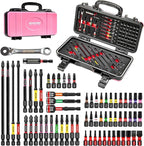 66Pcs Tools Set Packaged with Heavy-duty Tool Box, Include Impact Screwdriver Bits, Nut Driver, Mini Ratchet Wrech and Impact Bit Holder for Home Repairs DIY