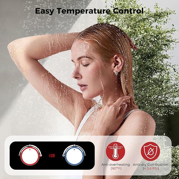 CAMPLUX Portable Propane Water Heater 2.64 GPM, Camping Water Heater with 3.3 GPM Water Pump Kit & Pipe Strainer, 68,000 BTU, BD264P120