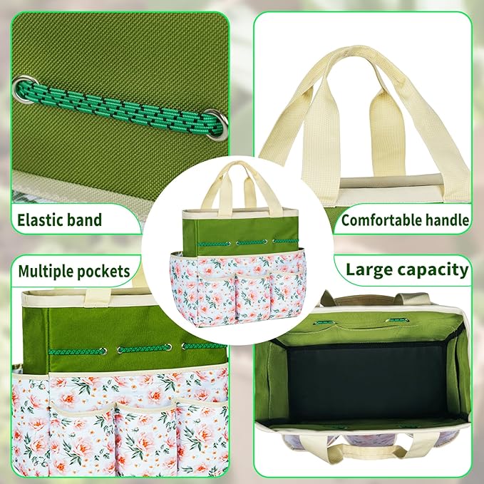 Garden Tool Set with Bag and Gloves, Stainless Steel Gardening Tool Set, Ideal Gardening Gifts for Women and Men, Set of 9