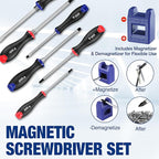 WORKPRO Magnetic Screwdriver Set 24-Piece, Go-Thru Screwdriver Set Kit with Wall Mount Rack, Includes Slotted, Phillips and Torx Screwdrivers, Magnetic Screwdriver with Magnetizer & Demagnetizer Tools