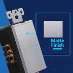 LIDER Minimalist Design Matte Finish Lighted Double Switch, Combination Frameless Decorator Switch with Locator Light, Ground Terminal, Single Pole, 15A 120-277V, UL Listed, LCS2-1P-SV, Silver