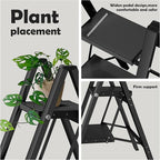 Taranta 2 Step Ladder,Aluminum Lightweight Folding 2 Step Stool with Anti-Slip Wide Pedal, 330lbs Capacity Step Ladder for Household,Kitchen,Office - Black