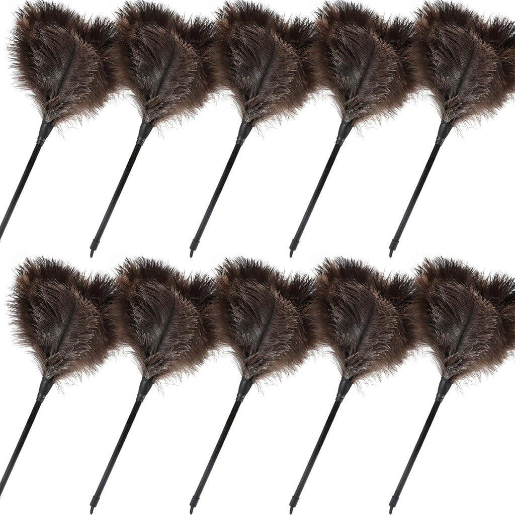 Ostrich Feather Duster-14.9 Inch Mini Natural Feathers Dusters with Plastic Handle Reusable Handheld for Cleaning Supplies Home Car Office(10pcs)