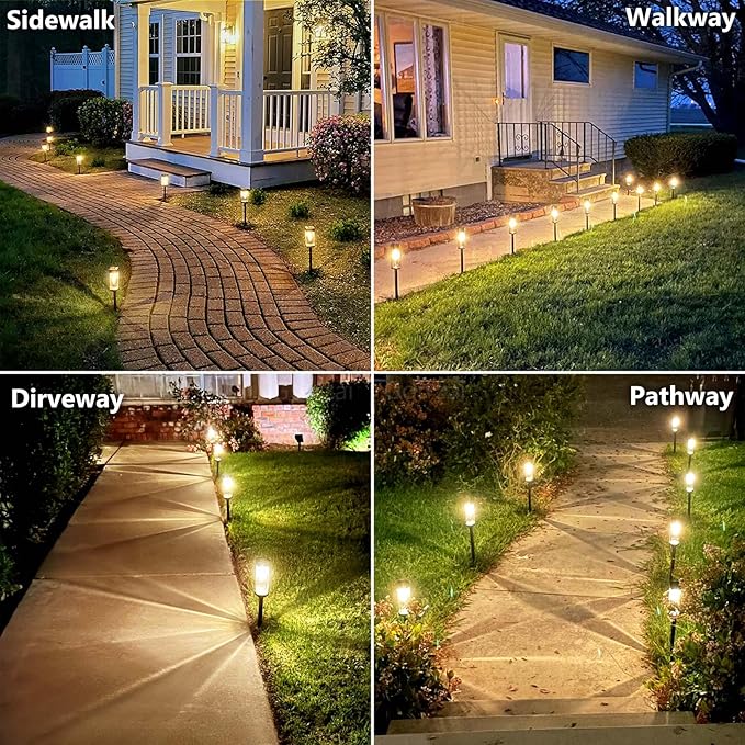Bright Solar Pathway Lights Outdoor 8 Pack Solar Lights Outdoor LED Waterproof with 3000K Tungsten Filament Bulb Landscape Lighting for Yard, Driveway, Garden, Walkway, Lawn, Path
