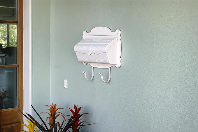 Special Lite Floral Horizontal Wall Mount Mailbox - White Aluminum Mailbox for Wall Mount - SHF-1001-WH