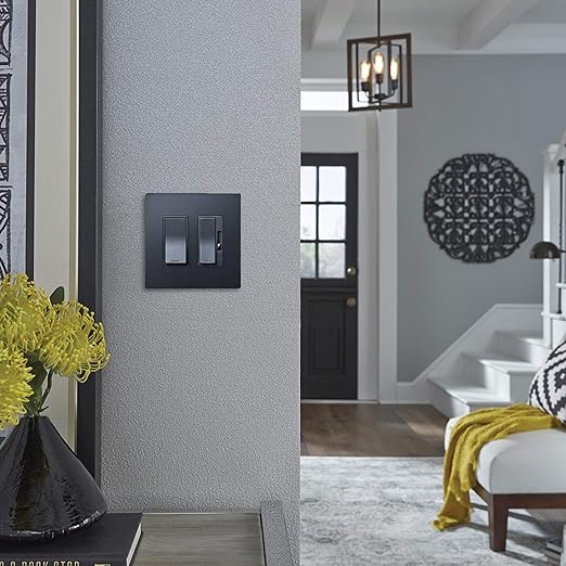 Legrand radiant TM873GCC10 15 Amp Rocker Wall Switch, 3-Way Decorator Light Switches, Graphite (1 Count)