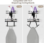 VINAEMO Ironing Board Hanger Wall Mount, 2-Layer Iron and Ironing Board Holder, Laundry Room Shelves Solid Wood with Removable Hooks Home Organization and Storage