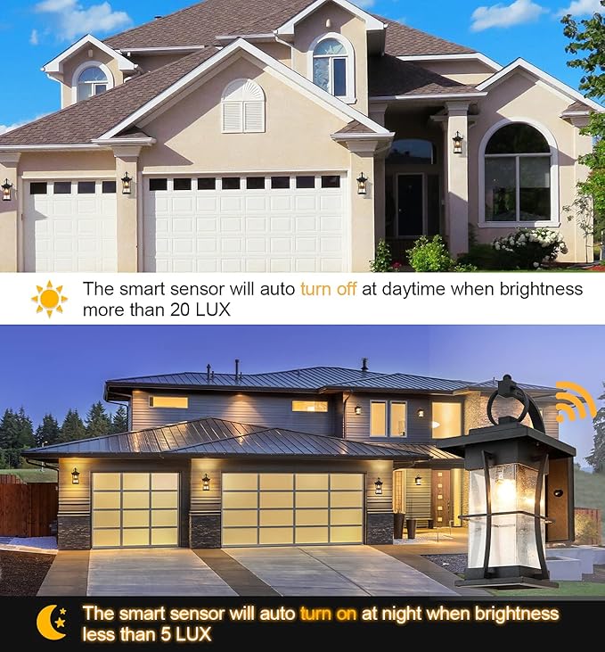 Dusk to Dawn Outdoor Wall Lantern Exterior Light Fixtures Wall Mount Porch Light with Photocell Sensor Waterproof Outside Wall Lights for House, Patio, Garage, Black with Seeded Glass