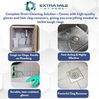 Drain Defender – Hair & Grease Buster Kit Instant Power Drain Opener and comes with, Heavy-Duty PVC Gloves & 3 Hair Clog Removers – Fast-Acting & Safe for Pipes & Septic Systems