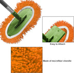 Reusable Microfiber Chenille Mop Pads Compatible with Swiffer Sweeper, Dry Sweeping Cloths & Wet Mopping Cloths, Refills for Hardwood Surface Floor Cleaning, 4 Pack (Orange)