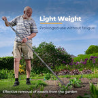 49" Rake - 17" Extra Wide Garden Tool with Double-Sided Head, Heavy Duty Lightweight Stainless Steel Construction for Mulching & Debris Removal, Leveling Lawn, Loosening Soil, Leaf Cleanup, Soil Prep