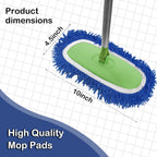 Reusable Microfiber Chenille Mop Pads Compatible with Swiffer Sweeper, Dry Sweeping Cloths & Wet Mopping Cloths, Refills for Hardwood Surface Floor Cleaning, 4 Pack (Blue)