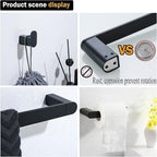 RANDOM 4 Piece Bathroom Hardware Set Matte Black Towel Bar Set Include 18 Inch Towel Bar Toilet Paper Holder and 2 Towel Hooks Stainless Steel Bathroom Decor Wall Mount Bathroom Accessories Kit.