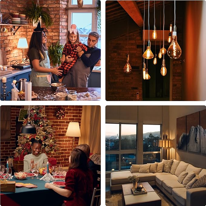 6 Pack T32 T12 Dimmable Tube LED Bulb, 4W Equivalent to 40W Amber Glass Warm E26 Base for Chandeliers, Wall sconces, Floor Lamps, Table Lamps and Other Indoor Lighting fixtures