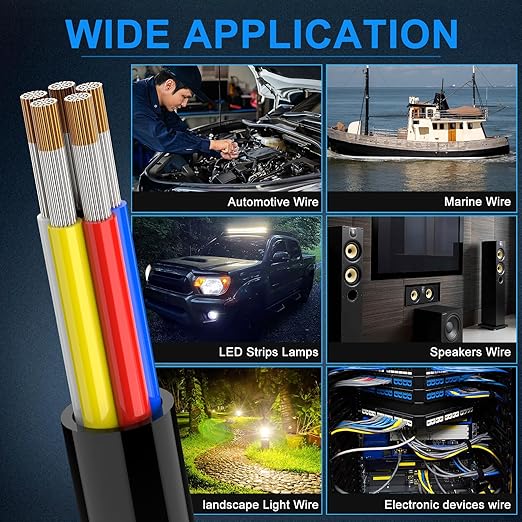 NAOEVO 18 Gauge Wire 5 Conductor Electrical Wire, 18 AWG Stranded PVC Cord, 12V Low Voltage/Tinned Copper/Flexible Cable for Automotive Wiring, Lamp Cord, Marine Cable (30FT)
