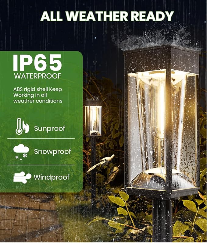 Bright Solar Lights Outdoor Waterproof IP65, 2-in-1 Warm&Cool Solar Pathway Lights, 6 Pack Auto On/Off Path Lights Solar Powered, Long Lasting Outside Yard, Patio, Garden, Landscape Lighting