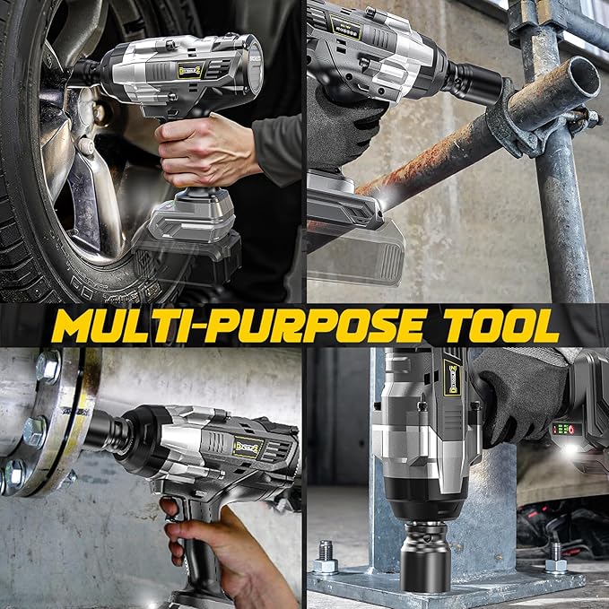 3/4" Cordless Impact Wrench Compatible with Dewalt 20V Battery: 1850FT-LBS(2500N.m) High Torque Impact Driver, Auto-Stop Reverse, 4-Speed Heavy Duty Impact for Car/Truck/Mower(Bare Tool)