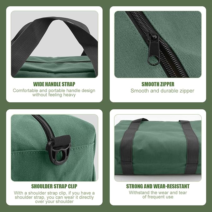 Small Tool Bag,Close Top Wide Mouth Tool Organizer Bag,Large Capacity Tool Bags for Men,Canvas Tool Storage Bag for Storage Handbag for Screwdrivers,Wrench,Pliers Hand Tools (DarkGreen, 20 Inch)