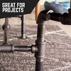 PIPE DÉCOR 1/2” x 24” Malleable Cast Iron Pipe, Pre Cut Connectors, Industrial Steel Grey Fits Standard Half Inch Black Threaded Pipes Nipples and Fittings, Build Vintage DIY Furniture, 6 Pack