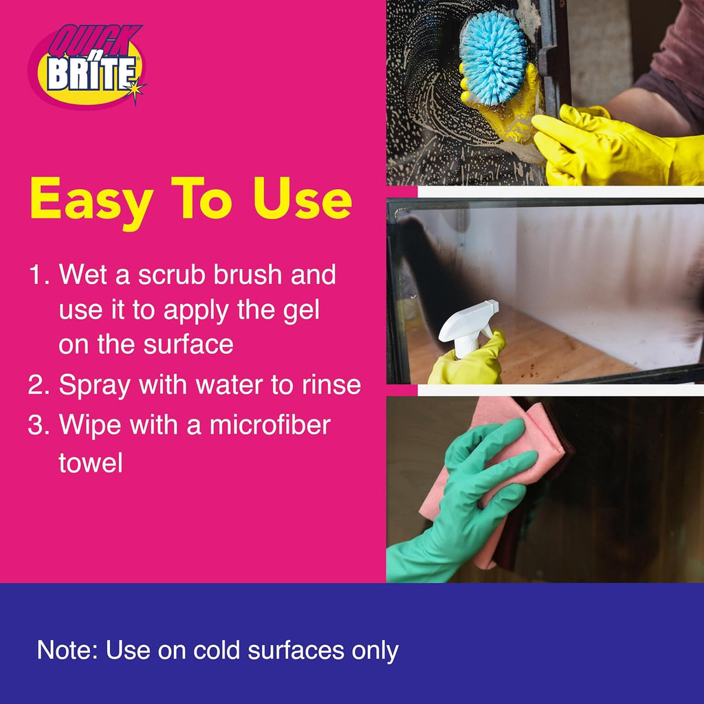 Quick ‘n Brite Fireplace Gel Cleaner for Brick, Stone, Rock, Tile, and Marble, Nonabrasive Fireplace Cleaner, Made in the USA, 16 oz (Pack of 2)