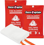 SecuCaptain Emergency Fire Blanket for Home and Kitchen - 2 Pack 40"x40" Flame Suppression Fiberglass Fire Blankets for House Camping Car Office Warehouse Emergency Survival Safety