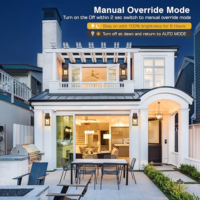 VIANIS Exterior Light Fixture with Motion Sensor, 2 Packs Oil Rubbed Bronze Dusk to Dawn Outdoor Porch Lights Wall Mount, Anti-Rust Aluminum Wall Lanterns with Tempered Glass for Garage Entrance