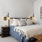 Modern Wall Sconces Set of Two Black Vintage Indoor Glass Wall Lamp Bathroom Vanity Light Fixture Wall Mounted Room Sconce Wall Lighting