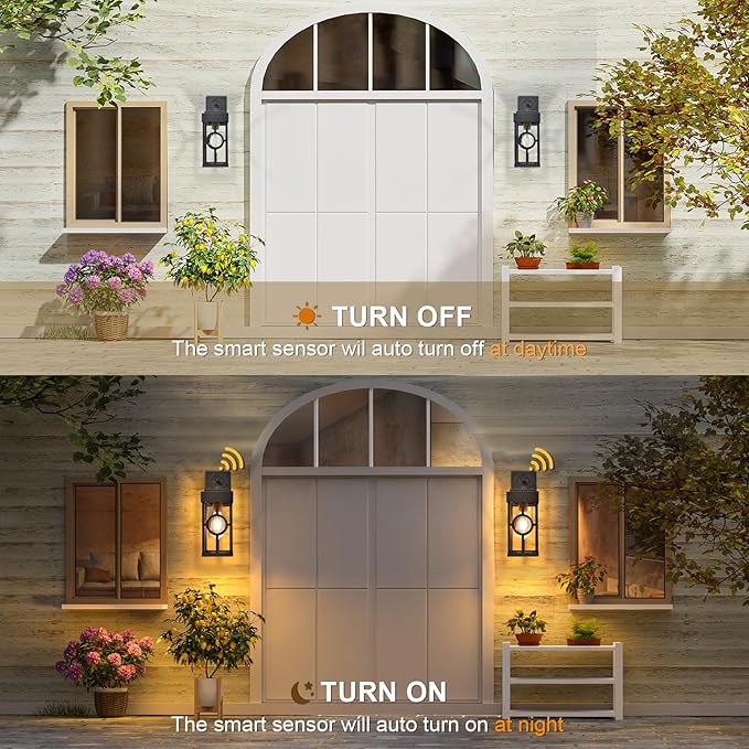 ALVIME Dusk to Dawn Outdoor Wall Light Fixtures, Exterior Light Fixture, Outdoor Wall Sconce, Porch Outside Lights for House, Entryway, Front Door, Backyard, Garage, E26 Base&High Strength Clear Glass