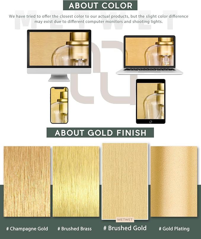 Bathroom Light Fixtures, 4-Light Modern Vanity Light with Clear Glass Wine Glass-Shaped Shade, Vanity Lighting Fixtures Over Mirror, Brushed Gold, VL155-BG-4