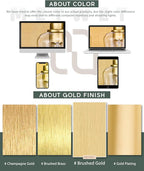 Bathroom Light Fixtures, 3-Light Modern Vanity Light with Clear Glass Wine Glass-Shaped Shade, Vanity Lighting Fixtures Over Mirror, Brushed Gold, VL155-BG-3