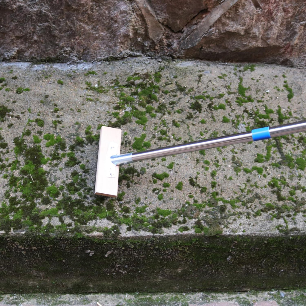 MAXMAN Stainless Steel Wire Scrub Brush with Long Handle, 63" Heavy Duty Large Wire Brush, Stiff Metal Bristle Floor Scrubber, Outdoor Patio Cleaning, Wire Broom for Deck, Concrete, Moss Removal