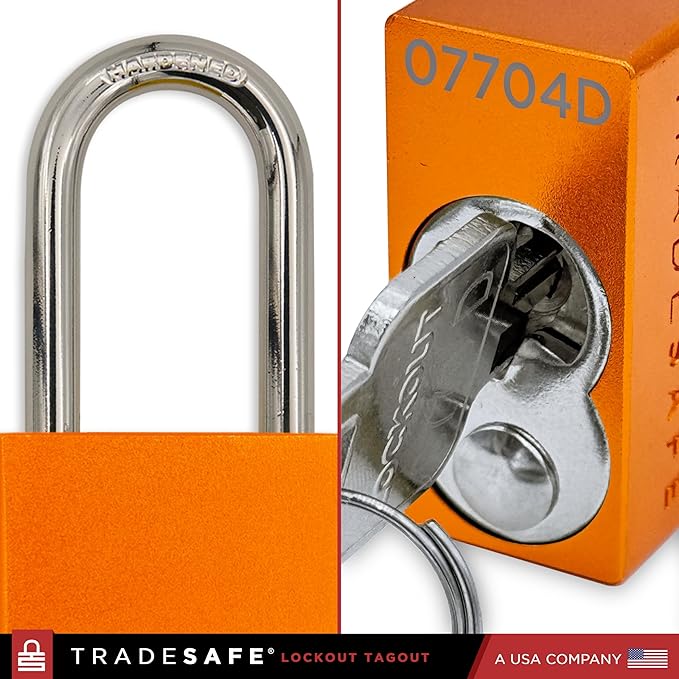 TRADESAFE Lockout Tagout Locks Set - 10 Orange Aluminum Loto Locks, Keyed Different Lock Out Tag Out Padlocks, 2 Keys Per Lockout Padlock, OSHA Compliant