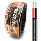 National Wire&Cable - 18/2 Tinned Copper Professional Wire (250 Feet) 18 AWG Gauge Stranded PVC Cord - 2 Conductor Electrical Wire - Made in USA - CL Rated/ETL Listed - LED Light, Low Voltage Cable