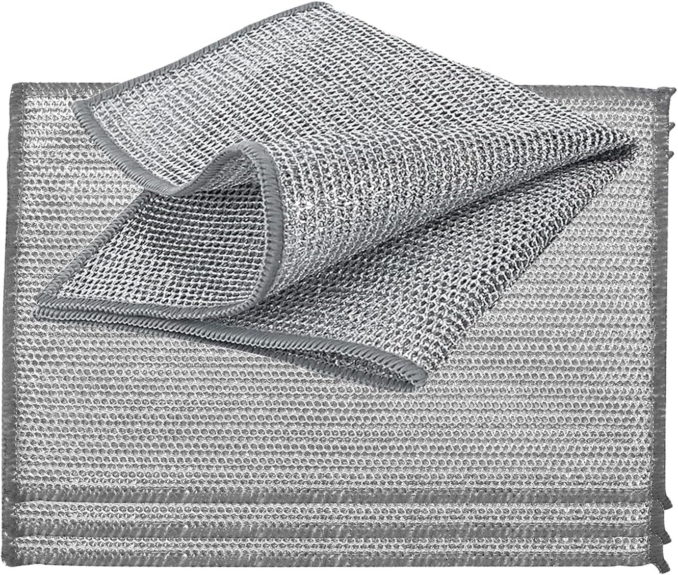 YinQin 28x20 cm Stainless Steel Wire Scrubber Cloth for Pots & Pans Sink Stove Top Dual-Sided Rust-Resistant & Easy Clean Kitchen Cleaning Cloths Non-Scratch Metallic Mesh Dishwashing Cloth Rag, 4 PCS