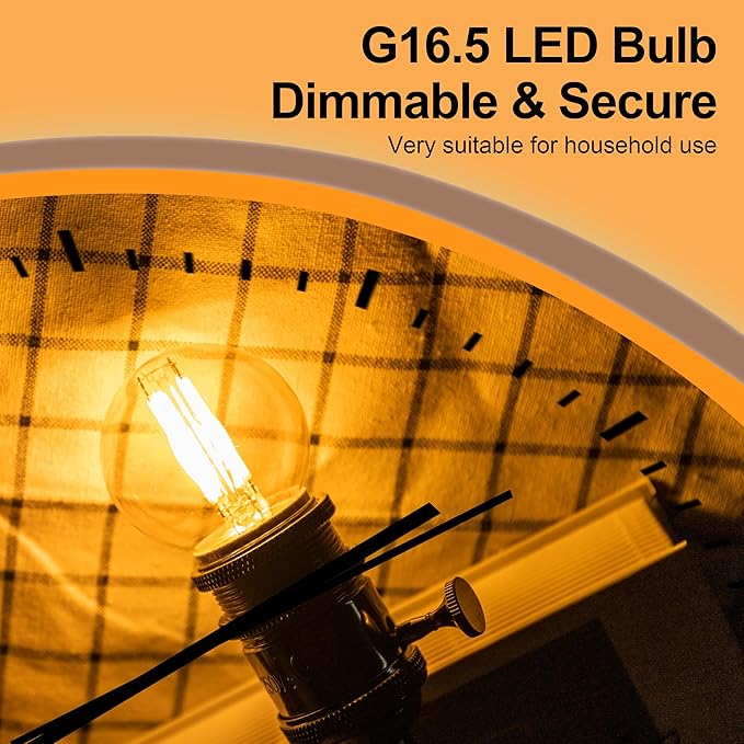 G16.5 Led Bulb, Small Round Edison Light Bulbs, E26 Dimmable Globe Amber Vanity Light Bulbs, 6w 2700k Vintage LED Filament Edison Bulb