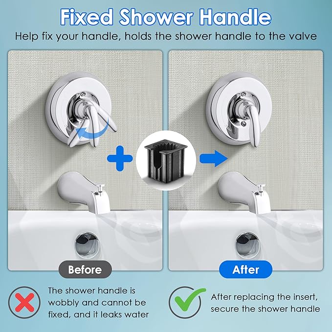 Dreyoo 5 Pcs Shower Faucet Handle Insert Compatible with Kohler, 1.5cm x 1.4cm x 1.2cm Shower Handle Parts Compatible with Kohler 1060514, Easy to Install