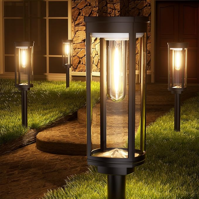 Solar Pathway Lights Outdoor Solar Lights Outdoor, IP65 Waterproof Auto On/Off Solar Garden Lights Solar Powered Landscape Lighting for Yard Walkway Driveway Pathway (Warm White, 6pack)