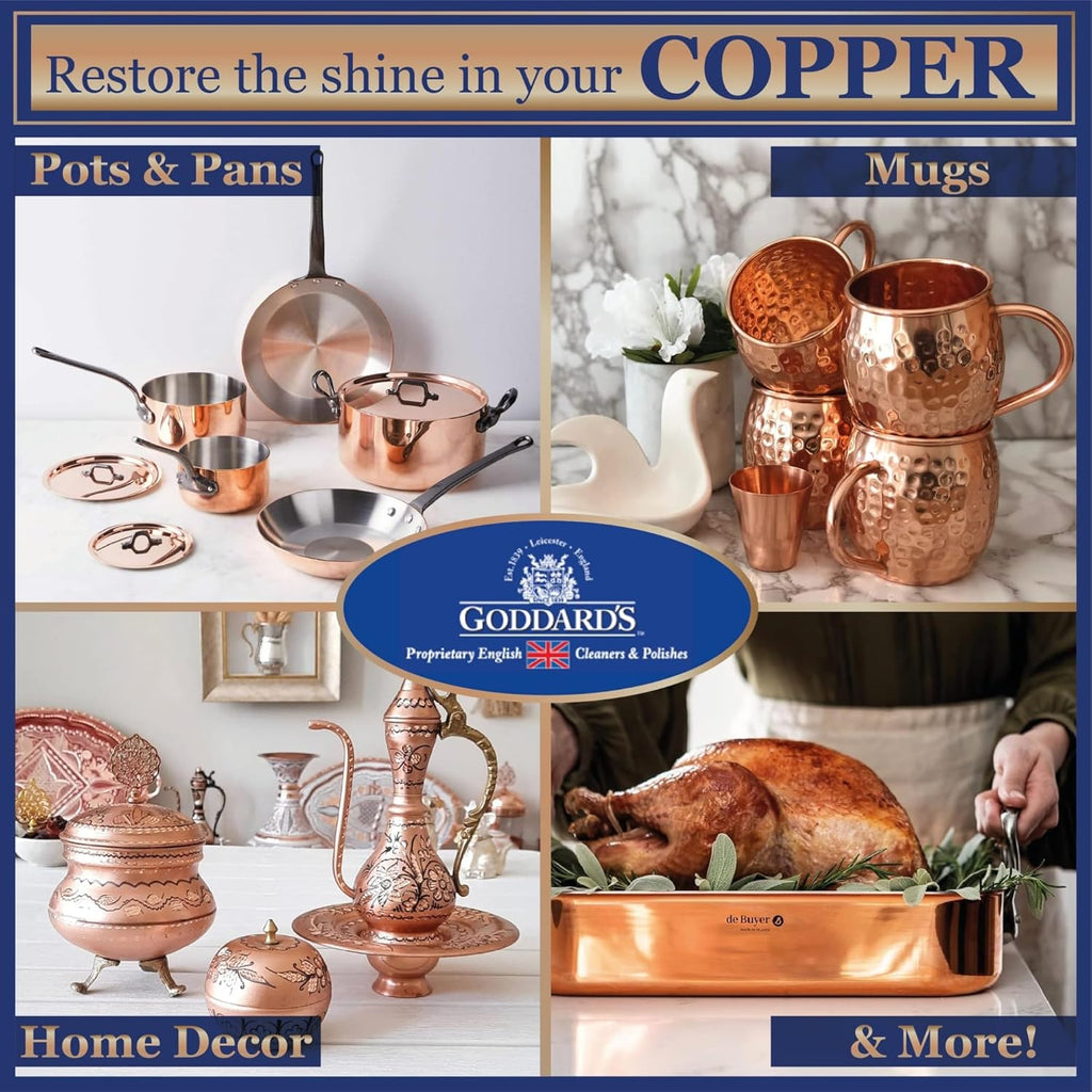 Goddard's Copper & Brass Polish, Copper Cleaner & Brass Cleaner for Long-Lasting Shine, Metal Polish for Pewter, Chrome & More, Metal Polishing Compound (7oz)