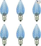 Sunlite 80700 LED C7 Holiday Decorative Light Bulb, 0.4 Watts, E12 Candelabra Base, Faceted Christmas-Lights; Nightlight, Blue 6 Count