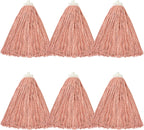 Matthew Cleaning Screw-on Heavy Duty Cotton Wet Mop Replacement Heads(Orange, Medium,6 Pack) with 2 Pack Microfiber Cloth for Residential & Commercial Floor Cleaning Use- Fit Standard American Screw