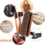 4 Pcs Horsehair Shine Shoes Brush Kit Polish Dauber Applicators Cleaning Leather Shoes Boots Care Brushes Suede Cleaner Brush with Microfiber Shoe Cloth(4 Pcs Style A)