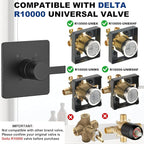 Replacement for Delta 13/14 Series Shower Trim Kit, Compatible with Delta R10000 Shower Faucet Set, Black Shower Head and Handle Set, Matte Black (Cartridge and Valve Not Included)
