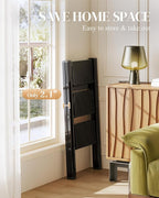 GameGem 3 Step Ladder, Folding Step Stool with Wider Pedal, Anti-Slip Feet & Non Slip Stripes, Aluminum Sturdy Material, 300Lbs Capacity, Elegant Look of Piano Black Better Matches Your Home