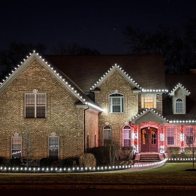 Meconard C9 Led Replacement Christmas Light Bulbs, C9 Shatterproof Led Bulbs for Christmas Indoor Outdoor String Lights, E17 Intermediate Base, Commercial Grade Holiday Bulbs, Cool White, 25Pack