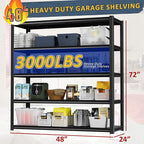 48" W Garage Shelving Heavy Duty 3030Lbs Storage Shelf 5 Tier Adjustable Shelving Units Metal Garage Storage Shelves for Basement, Commercial, Warehouse, Industrial, 72" H x 48" W x 24" D,