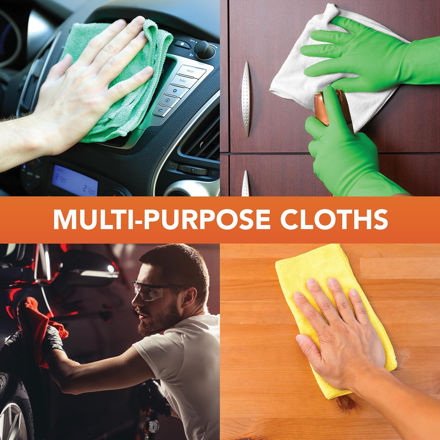 Arkwright Microfiber Cleaning Cloths - (Pack of 12) Lint & Streak-Free Drying Wash Towels, 320 GSM Super Absorbent & Quick Dry, Perfect Cleaner for Car, Glass, and Window, 12 x 12 in, Green