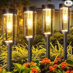 Solar Pathway Lights Outdoor Decor: Upgraded 4 Pack Bright Solar Powered Garden Lights Waterproof IP65, Long Lasting Decorative Outdoor Light for Yard Garden Patio Walkway Path (Warm White, 4 Pack)
