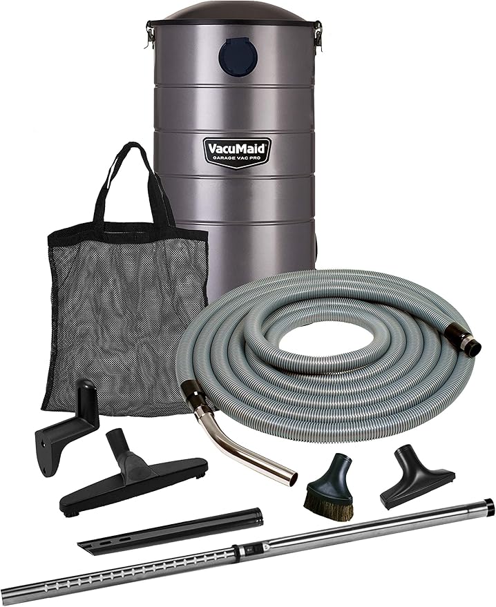 VacuMaid GV30PRO Wall Mounted Garage and Car Shop Vacuum Cleaner with 30 ft. Hose, Tools, and 7 Gallon Bag
