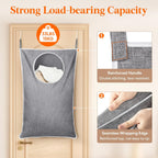 Lifewit 2 Pack Over Door Laundry Hamper, Large Collapsible Hanging Laundry Hamper, Hanging Laundry Basket Bag for Bathroom Bedroom Dirty Clothes Storage Organizer, Light Gray