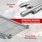 REIBII 58" W 5 Tier Heavy Duty Wire Shelving Unit with Adjustable Shelves - 1400LB Metal, Chrome - 58" W x 59" H x 13.8" D - Garage, Pantry, Kitchen